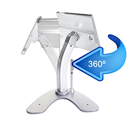 Dual Kiosk Stand- Cta Aluminum Stand With Locking Case And Cable. 360-Degree Rotating Base. Enclosure Designed For Ipad Mini Generations 1-5 With Access To All Ports And Buttons, Silver (Pad-Askm) #TOP2