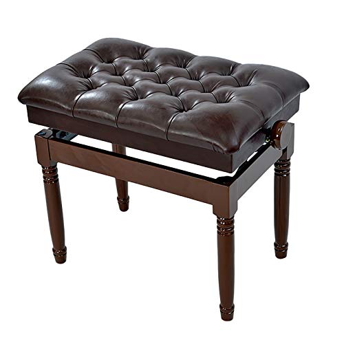 Piano Stool Adjustable Piano Bench Single Wooden Piano Stool,Soft PU Leather Padded Seat Ergonomic...