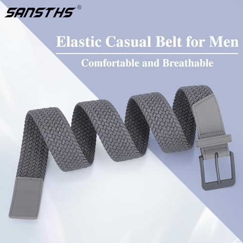 Image of SANSTHS Elastic Braided Golf Belt for Men Women, Stretch Webbing Belt with Metal Buckle for Golf Travel Casual Wear