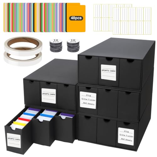 HIMOMO 15000+ Trading Card Storage Box Card Storage Cases with 48 Card Dividers Label Sticker & Tapes For Sport Cards MTG TCG PTG- Cardboard Trading Card Box (15 600-Count)