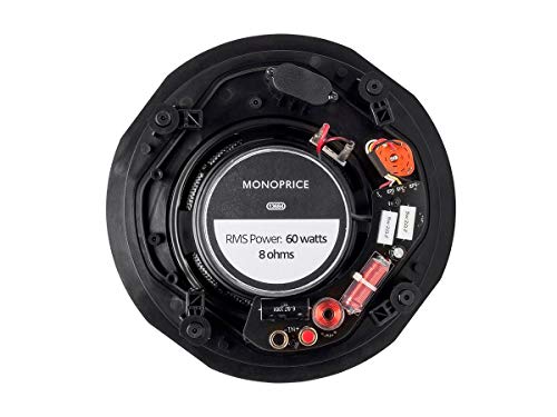Image of Monoprice Alpha 2-Way Ceiling Speakers - 6.5 Inch (Pair) Carbon Fiber, Paintable Magnetic Grille, Louder with Less Power,BLACK /WHITE