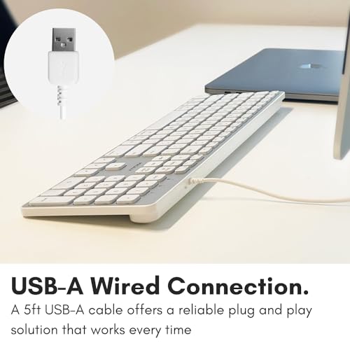 Macally Backlit Wired Keyboard for Mac | Compatible Apple Keyboard with Numeric Keypad | Comfortable All Day Typing, Compatible on MacBook Pro/Air, iMac, Mac mini/Pro - Silver