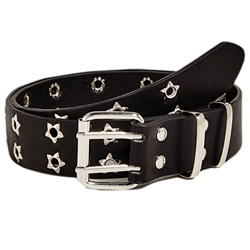Casual Pin Buckle Belt For Women Double-Breasted Waist Belt Star Rivet Studded Belt For Teens Girls Female Cowboy Belt