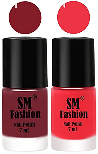 Image of Long Lasting Nail Polish | Nail Paint Combo 7 ml Each) - Set of 2 Lip-Rose Pink