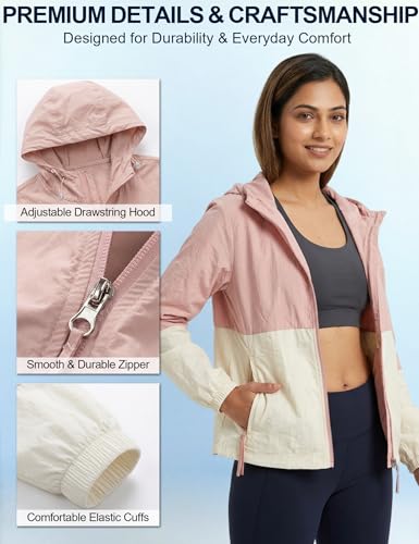Image of Venzina Women's Loose- Fit Sun Protection Hoodie -UPF 50+ Ultra-Lightweight Wind-Resistant Jacket with Elegant Color-Block Design, Packable & Quick-Dry for Travel, Hiking & Daily Outdoor
