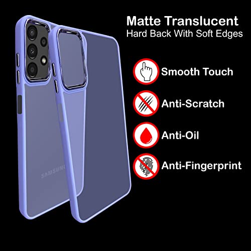 Image of A rtistque Frosted Translucent Back Cover Case for Samsung Galaxy M32 5G / A32 5G | Electroplated Chrome Ring | Raised Camera Edges for Protection | Smooth Sides TPU - Purple