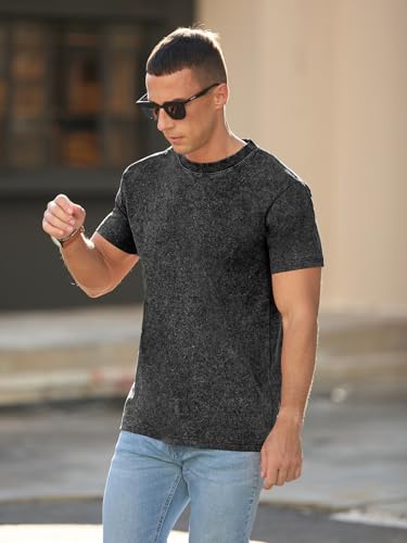 RQP Men's Cotton Shirts Vintage Washed Shirt Relaxed Fit Distressed Casual Short Sleeve for Streetwear & Daily Outfits4