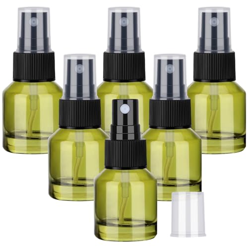 Segbeauty 6pcs 0.5oz Empty Small Travel Spray Bottle for Hair, Refillable Mini Glass Spray Bottles for Perfume, 15ml Green Fine Mist Atomizer Cologne Travel Bottle Sprayer, Liquid Containers Bottles