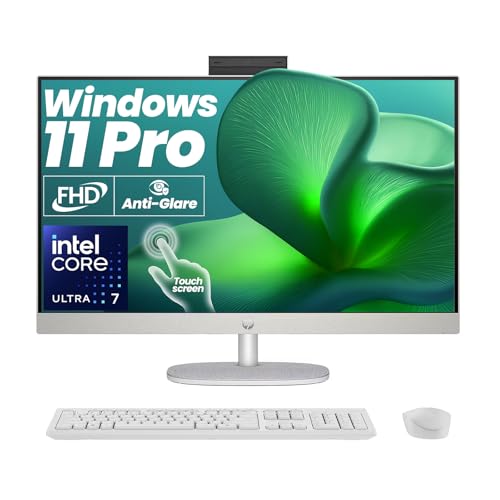 Image of HP 27 inch Touchscreen All-in-One Desktop Computer - Windows 11 Pro Business PC, Intel Core-Ultra 7 155U, 27 inch FHD Anti-Glare LED Display, 16GB DDR5, 1TB SSD, FHD IR Camera, W /General Hardware Accessories