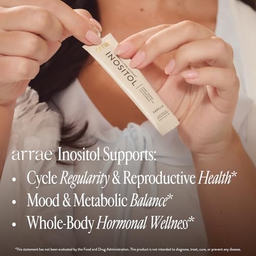 Image of Arrae Inositol Supplement for Women - Supports Healthy Hormonal Balance, Regular Cycles, & Ovarian Health - 40:1 Myo & D-Chiro Raton with Lactoferrin & Folate - Vanilla Flavor - 30 Pack