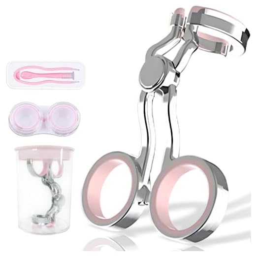 iGeyzoe Contact Lens Wearing Aids, Portable Contact Lens Eyelid Stretcher, Color Contact Lens Wearing Tool With Insert or Remove Tool/Tweeers/Contact Lens Case (Pink)