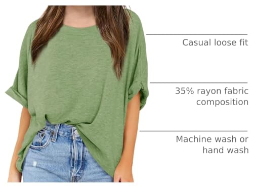 Image of Haloumoning Girls Oversized T-Shirts Short Sleeve Crewneck Summer Casual Loose Tops Tees