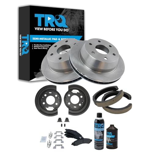 Image of TRQ Rear Brake Pad & Rotor Kit Compatible with 02-03 Cadillac 02-06 Chevrolet GMC