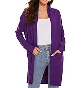 Huuloo Women's Open Front Long Shawl Cardigan Sweater with Pockets