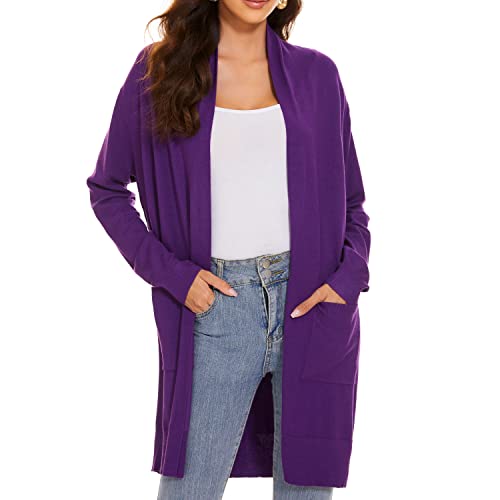 Huuloo Women's Open Front Long Shawl Cardigan Sweater with Pockets