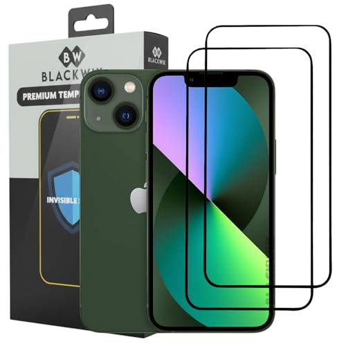Image of Blackwik Tempered Glass Screen Protector for iPhone 13 Mini with Edge-To-Edge Protector Coverage | Easy Installation Kit (Black) (Pack Of 2)