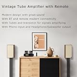 Juson Audio JTA50 Wzmacniacz Lampowy Podstawowy Hifi Amp z BT 5.0, Pilot, AUX, COAX, Phono i USB wejście, Subwoofer wyjście, 2.1CH do Gramofonu (JTA50)