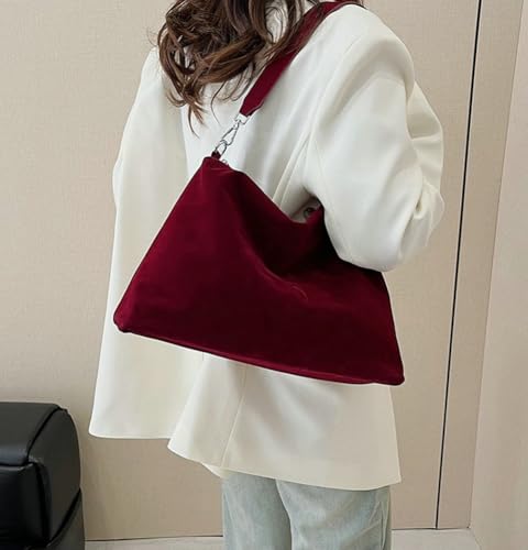 Suede Bags for Women Retro Suede Tote Bag Hobo Handbag Slouchy Faux Leather Shoulder Crossbody Handbags Purse Solid Color2