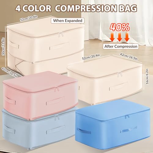 Lot de 4 organisateurs de voiture de compression peu encombrants, 52 x 42 x 30 cm, 4 couleurs, grands sacs de rangement autocompressibles et mobiles pour couettes et vêtements – vue 2