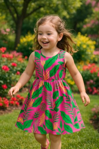 Girls' Dresses Summer Sleeveless Floral Casual Dress with Adjustable Waist Rose Red for Kids 4-8 Years2