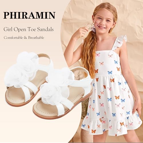 Image of PHIRAMIN Toddler Girl Sandals - Flower Girl Dress Shoes Open Toe Little Kid Wedding Party