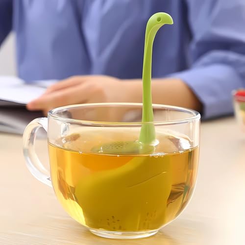 Image of Tea Strainer Infuser - Cute Dinosaur Design, Easy-to-Clean | Food-Grade Silicone Tea Filter for Loose Leaf, Great Gift for Tea Lovers