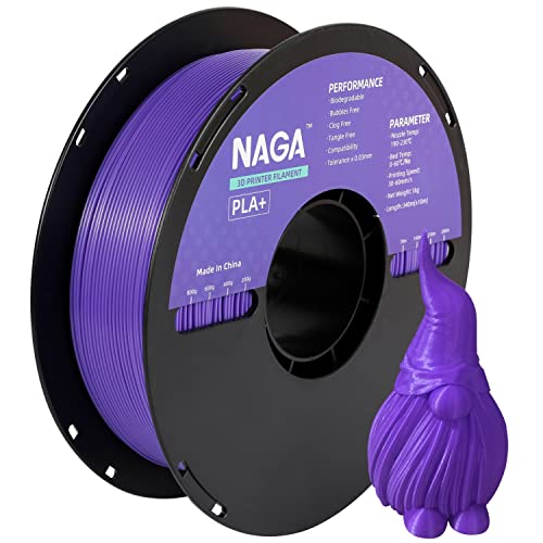 NAGA PLA Plus(PLA+) Filament 1.75mm, Strong Toughness Purple PLA 1kg Spool(2.2lbs), Premium...