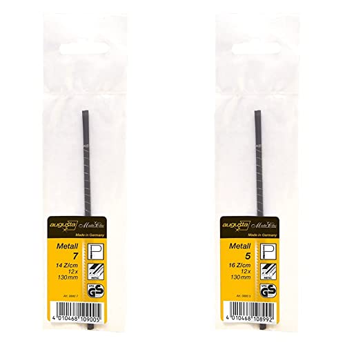 Augusta Laubsäge-Ersatzblätter 12 Stück, 130 mm für Metall No. 7 grob, 0880 7 AMA & Augusta Laubsäge-Ersatzblätter 12 Stück, 130 mm für Metall No. 5 mittel, 0880 5 AMA