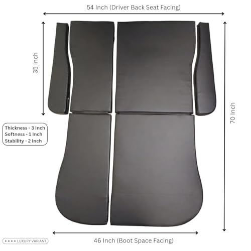 Image of Foldable Car Bed for XUV700 & XUV7XO 7-Seater | Non Inflatable | Waterproof | 60 /40 Split, Lightweight 7kg | (Luxury Variant - Black)