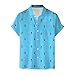 Uomo Manica Corta Primavera Estate Casual Stampato Camicie Moda Top Camicetta Camicie Pulsante Body, Blu, 80