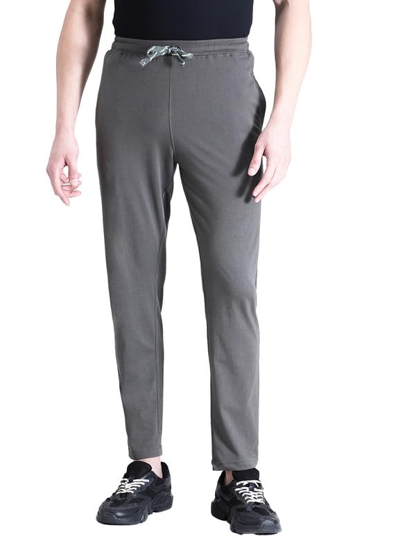 Image of CROCODILE Men Solid Regular Fit Track Pant | Mid Rise | Drawstring Waist | Regular Length | Casual Sports Lounge Bottomwear Jet Black