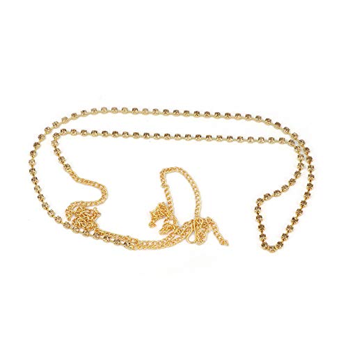 Project Luxe Beautiful Gold Plated Slim Kamarband for Women and Girls - Waist Hip Belt with Crystal Stones