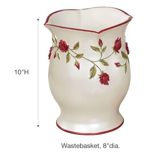 Image of Touch of Class Vining Rose Wastebasket Pearl