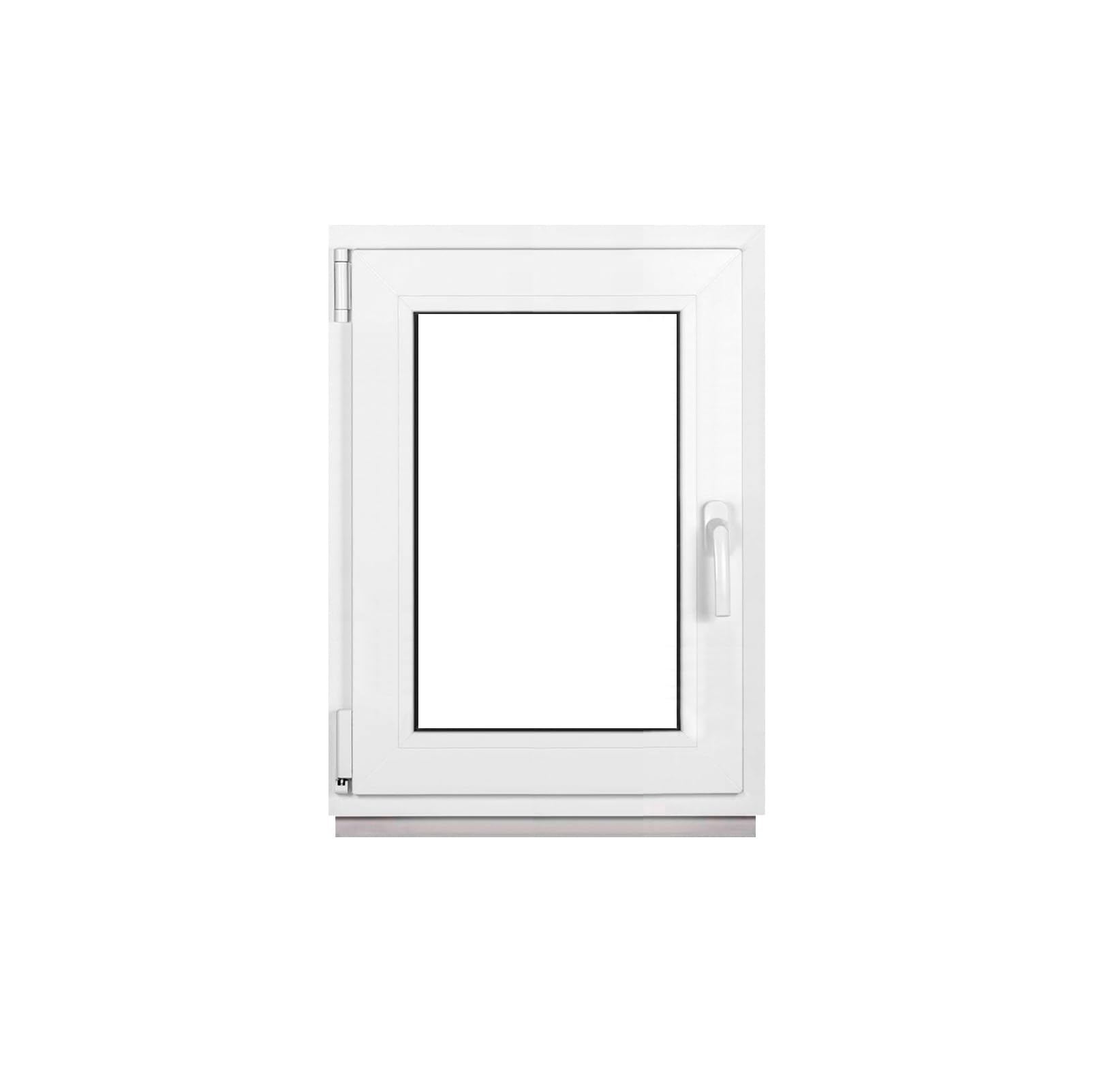Framex Finestra in Plastica Bianca, Larghezza x Altezza 60 x 75 cm (600 x 750 mm), Triplo Vetri (32 mm), Anta-Ribalta, Girevole DIN Destra – Premium