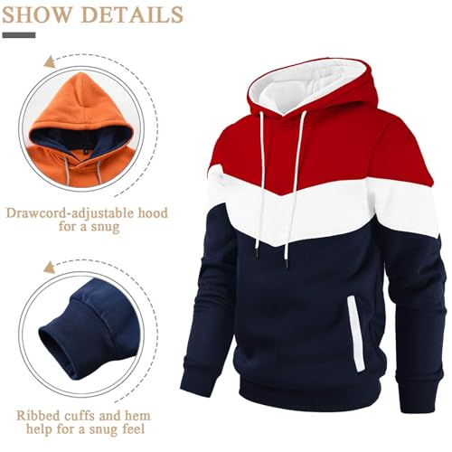 Gesean Mens Novelty Color Block Hoodies Cozy Sport Outwear Red Xx-Large thumb #3