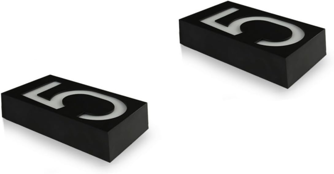 DOITOOL 2pcs 6 Solar-powered Number Sign Led Address Light Weatherproof for Rain 5 Doorplate Energy-saving