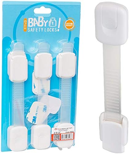 6’lı Bebek, Çocuk, Dolap Çekmece Güvenlik Kilidi, Yapışkanlı, Beyaz, - Görsel 3