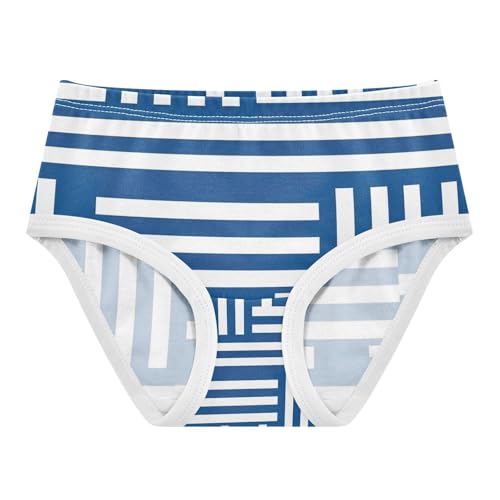Toddler Girl Briefs, Blue White Stripes Girls Underwear Cotton, 2–8 Years