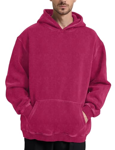 Hatant Oversized Vintage Acid Wash Sweatshirt for Men and Women, Magenta, Large4
