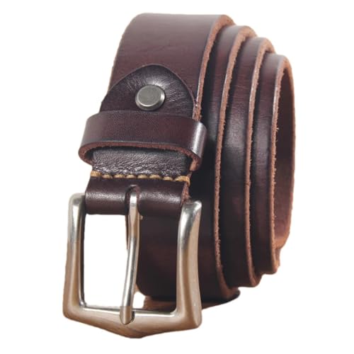Men Leather Belt Vintage Pin Buckle Extra Thick Jeans Belts