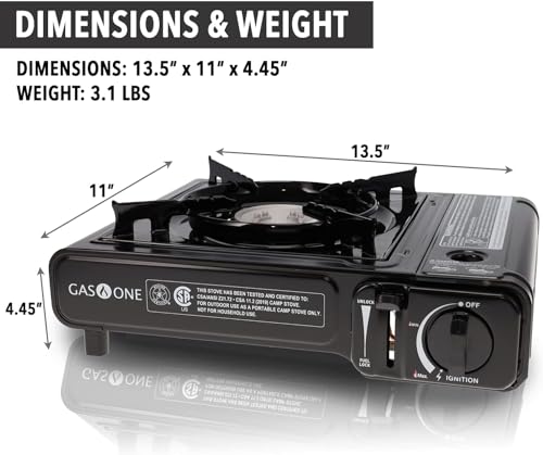 Cady One Portable Outdoor Camping Gas Stove, Automatic Ignition, Lightweight and Safe High Quality Propane Butane Stove Stove Burner Set with Plastic Box Black CY-145-41
