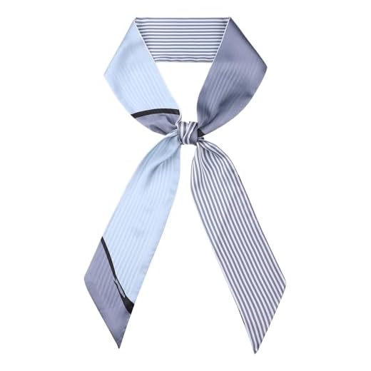 Elerevyo Cachecóis longos femininos listrados estampados, lenço de seda de cetim lenço de pescoço fita faixa de cabelo, Estilo 1, 140x8cm/55.1x3.1"