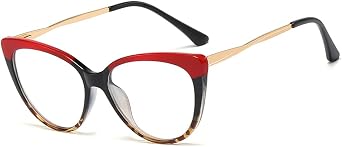 Red Leopard Retro Cat Eye Glasses Frames for Women Half Metal Ladies Optical Lady