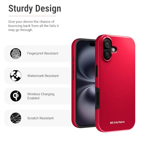 Image of DailyObjects Enamel Bumper MagSafe Case for iPhone 16 Plus Compatible with Mag-Safe Wireless Charging | Red Hybrid Magnetic Back Cover