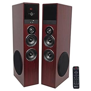 Rockville TM80C Cherry Powered Home Theater Tower Speakers 8″ Sub/Bluetooth/USB