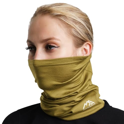 Merino.tech Merino Wool Neck Warmer - Cache Cou Thermique Laine Merinos pour Hommes et Femmes (Olive Grove)