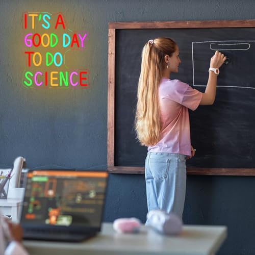 Image of It's A Good Day To Do Science Neon Sign for Wall Decor Science Neon Light Classroom LED Sign Laboratory Neon Light Sign for Classroom Science Lab Bar Home shop Decoration