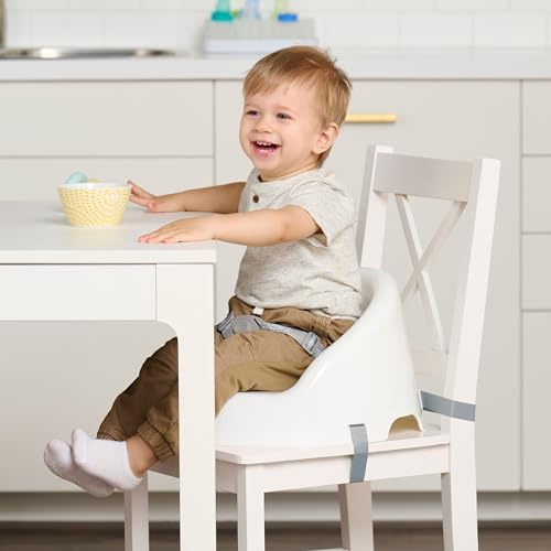 Image of Regalo Baby Basics™ Booster Seat for Kitchen Chair, Portable Baby Feeding Seat with 3-Point Harness, Easy-Clean Plastic, Lightweight Toddler Booster, Converts Chair to High Chair