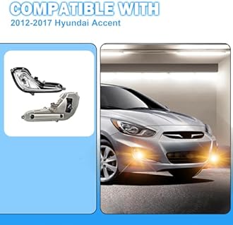 Fog Lights Fit For 2012-2017 Hyundai Accent Pair Fog Lights Bumper Lamps Full Kit with Switch and Harness (Clear Lens)