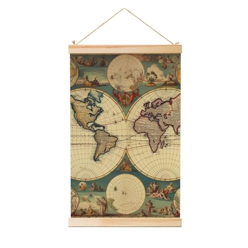 Peinture murale rétro en bois cadre vintage grand tableau rectangulaire prêt à suspendre